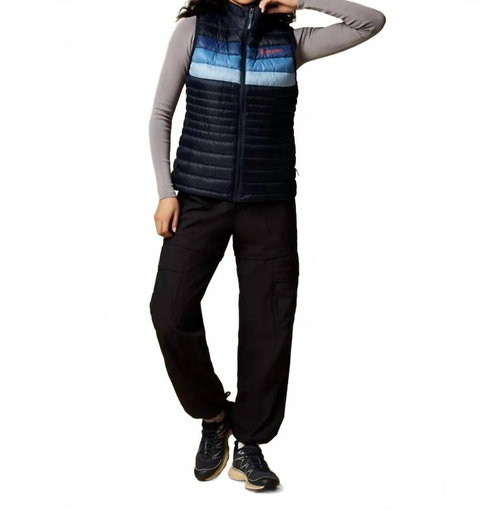 NEW COTOPAXI fuego down vest in thistle stripes